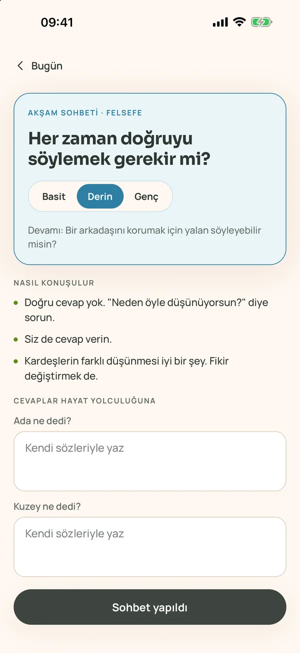 Akşam sohbeti ekranı